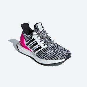 Adidas Ultraboost Shoes Pink black and White size 4 Kids